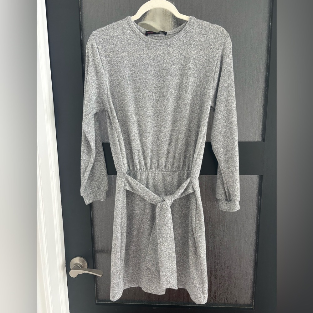 Fraiche Gray Knit Long Sleeve Dress